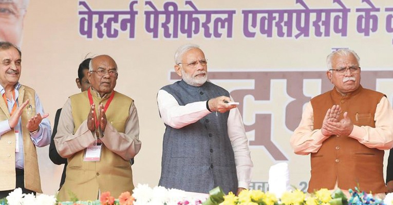 PM Narendra Modi inaugurating the Kundli-Manesar