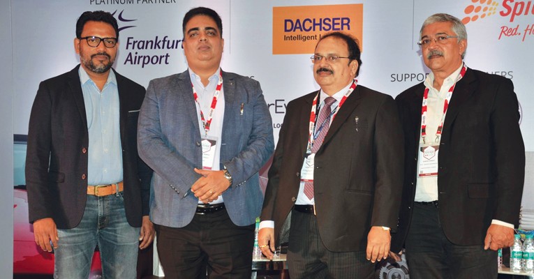 (L-R): Reji John, Editor, ITLN; Sanjeev Sharma, GM, SpiceJet; Tarun Goyal, national head supply chain, V-Trans India ltd; Ramesh Venkat, head -industry partnerships and new initiatives, Logistics Sector Skill Council