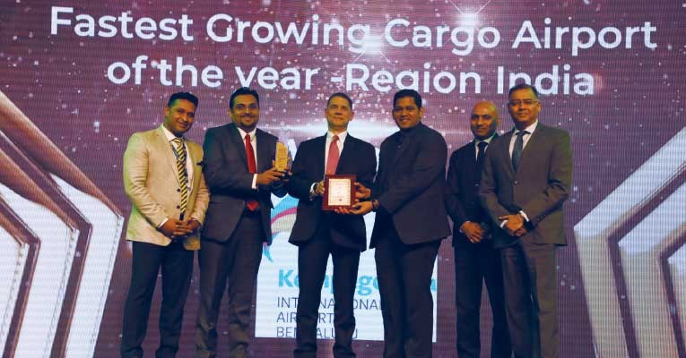 BIAL was awarded the fastest growing cargo airport of the year in India in The STAT Trade Times Award for Excellence in Air Cargo during Air Cargo India conference and exhibition in Mumbai