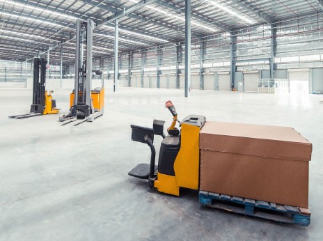 Embassy Logistics Parks Bilaspur, Gurugram Utility vehicles (L-R): Reach truck, Forklift and Pellet truck