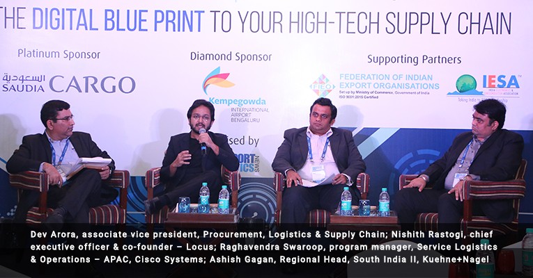 Dev Arora, associate vice president, Procurement, Logistics & Supply Chain; Nishith Rastogi, chief executive officer & co-founder – Locus; Raghavendra Swaroop, program manager, Service Logistics & Operations – APAC, Cisco Systems; Ashish Gagan, Regional Head, South India II, Kuehne+Nagel