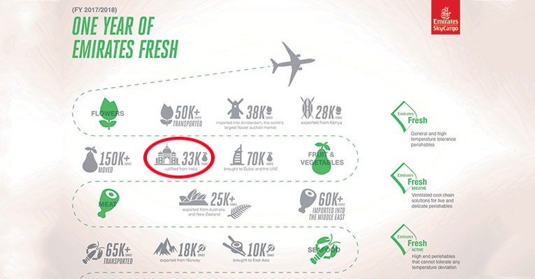 Emirates Skycargo has huge uplift of fruits and vegetables from India