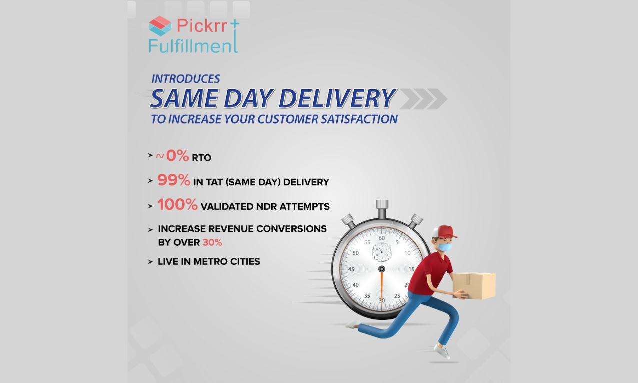 Logistics SaaS platform Pickrr announces same-day delivery in metros
