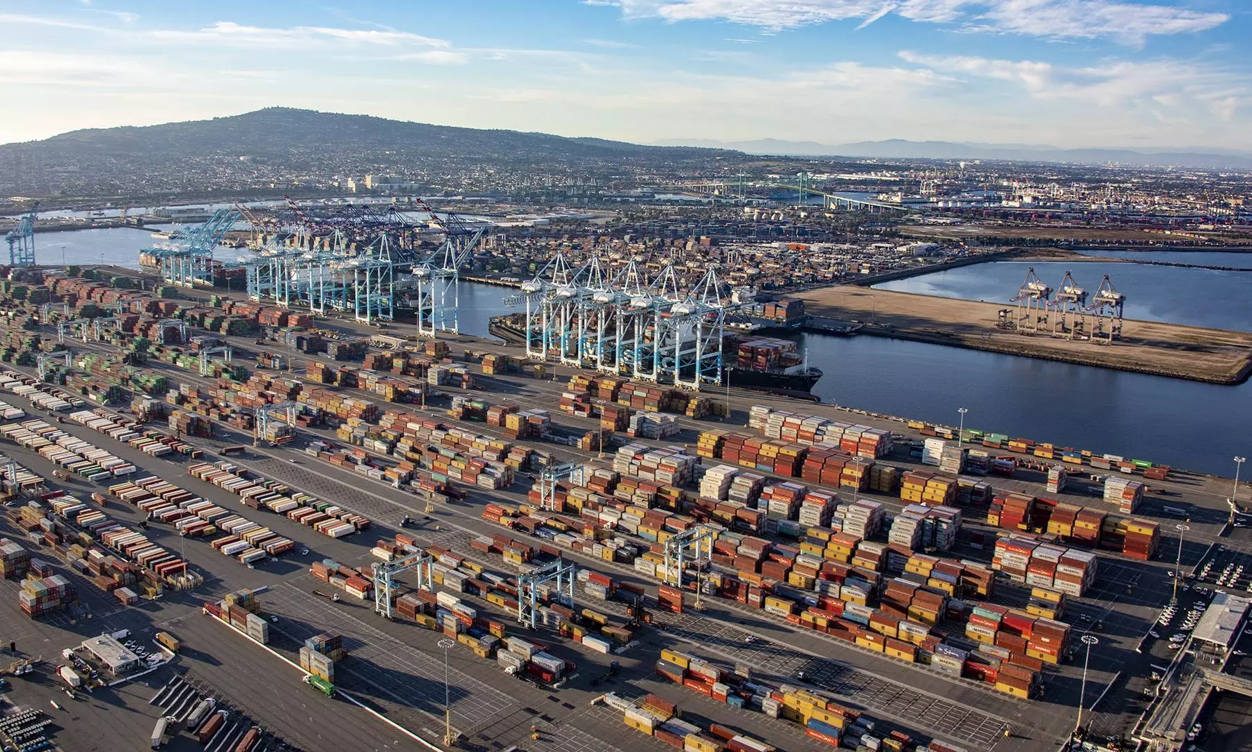 As many as 43 container ships were backed up across the West Coast ports of Los Angeles/Long Beach as on March 30, 2022. (Image Credit: Port of Los Angeles)