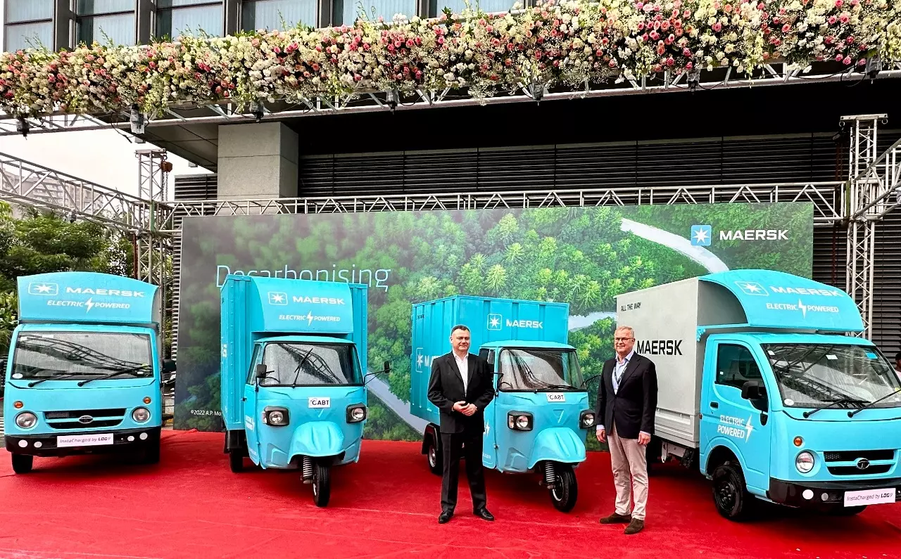 Soren Skou, CEO, Maersk (right) with Richard Morgan, Regional Managing Director, West and Central Asia, Maersk at the launch of electric vehicles in India. Soren Skou, CEO, Maersk (right) with Richard Morgan, Regional Managing Director, West and Central Asia, Maersk at the launch of electric vehicles in India.