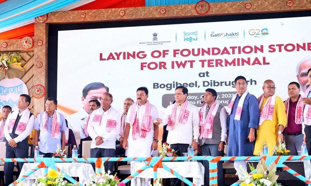 Foundation stone laid for Inland Waterways Transport Terminal at Bogibeel, Assam Foundation stone laid for Inland Waterways Transport Terminal at Bogibeel, Assam