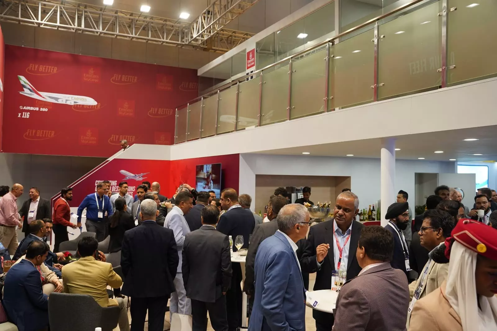 A very busy Emirates SkyCargo booth at the Air Cargo India exhibition in Mumbai.