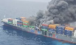 WAN HAI 503 continues to burn off Kerala Coast WAN HAI 503 continues to burn off Kerala Coast