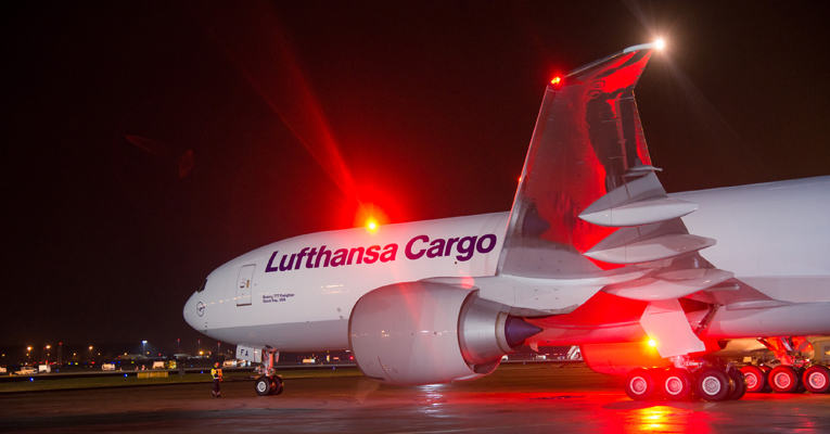 Lufthansa Cargo on a green track