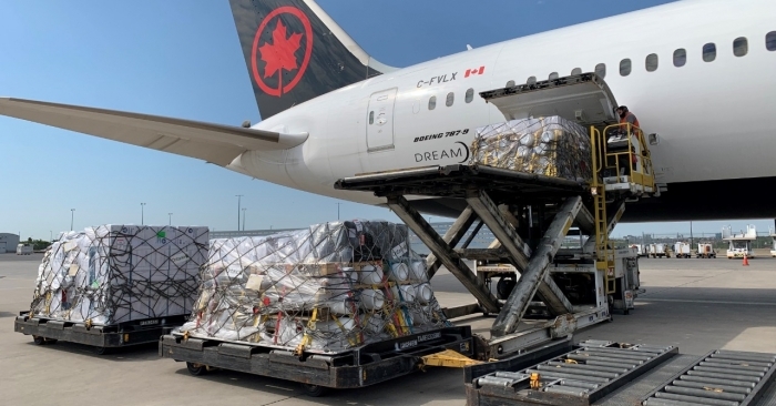 An Air Canada Boeing 787-9 Dreamliner operated a cargo-only flight with 40 tonnes of essential supplies from Toronto Pearson Airport to Delhi.