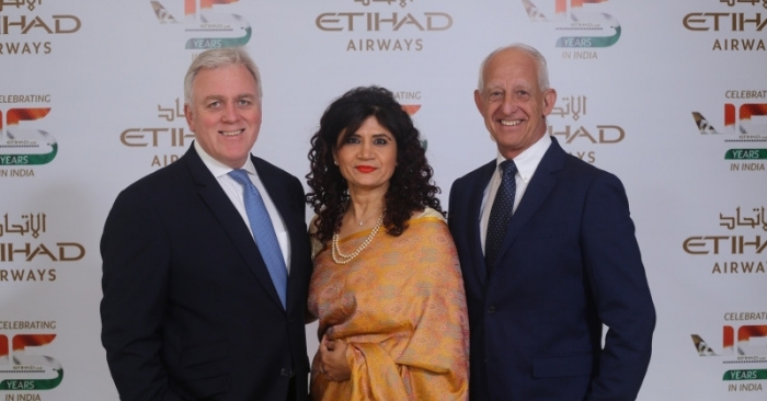 Left-Right: Lindsay White, vice president, Asia Pacific and Indian Subcontinent, Neerja Bhatia, vice president, Indian Sub-continent and Danny Barranger, senior vice president, Global Sales of Etihad Airways.