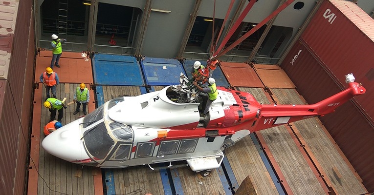CMA CGM INDIA loads helicopter as part of its EPIC 2 service CMA CGM INDIA loads helicopter as part of its EPIC 2 service