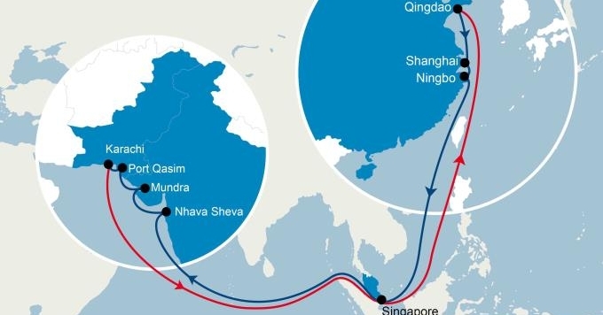 Revised port rotation: Qingdao - Shanghai - Ningbo - Singapore - Nhava Sheva - Mundra - Port Qasim - Karachi - Singapore %u2013 Qingdao.
