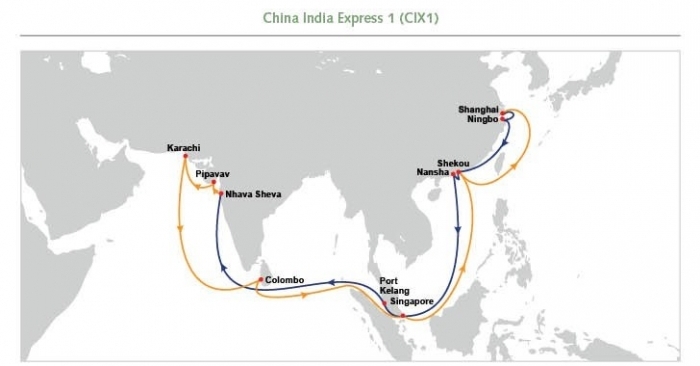 The service links Port Pipavav through port calls in Chinese ports of Shanghai, Ningbo, Shekou, Nansha as well as port of Singapore, Port Klang of Malaysia and Nhava Sheva.