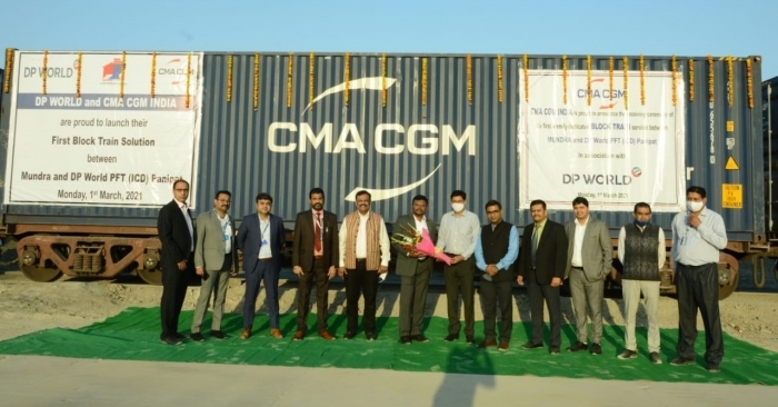 The fully loaded 90-TEU train was flagged off from Mundra port on February 27, 2021 The fully loaded 90-TEU train was flagged off from Mundra port on February 27, 2021