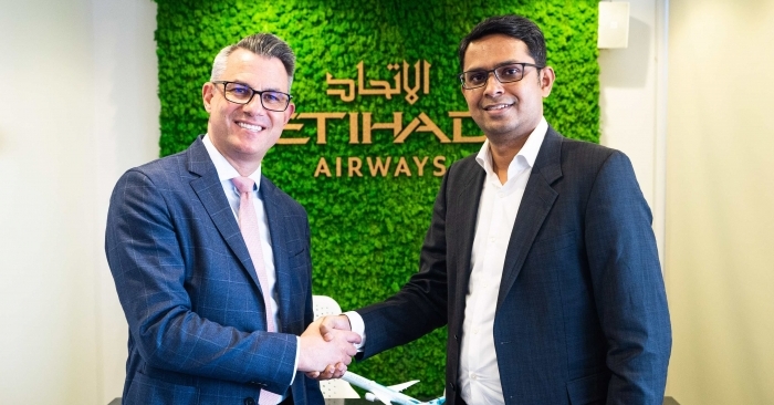 Martin Drew, SVP sales and cargo at Etihad Aviation Group and Dr Suraj Nair, founder and chief technology officer, Speedcargo Technologies