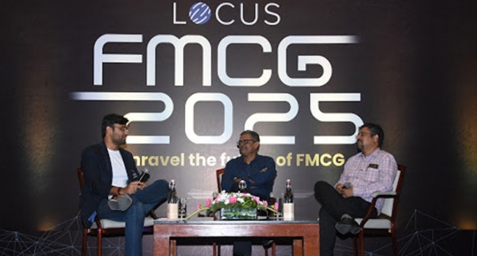 (L-R): Krishna Khandelwal, chief business officer, Locus; K Radhakrishna, co-founder at Tata StarQuik; and Nishith Aggarwal, director customer development - route to market South Asia, Unilever, at the FMCG 2025: Unravel the future of FMCG%uFFFD in Mumbai.
