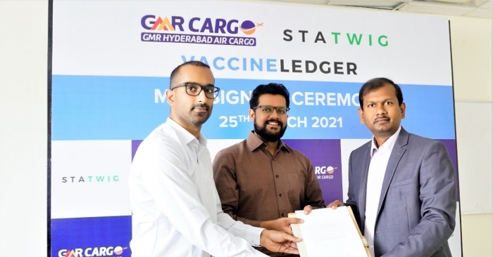 The MoU giving effect to the partnership was signed by Saurabh Kumar, CEO-GMR Hyderabad Air Cargo and Sid Chakravarthy and Nrupul Ponugoti, co-founders - StaTwig Hyderabad.