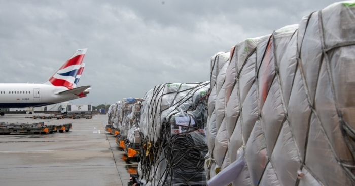 The B777-200 was loaded with PPE supplies and oxygen concentrators for frontline hospital workers from charities including Oxfam, Khalsa Aid, Christian Aid and LPSUK.