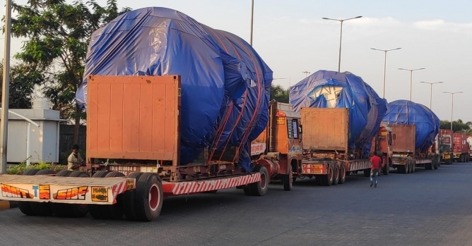 The cargo (Boiler parts) was 5.4mt by height has been the biggest challenge imposing on the team. The cargo (Boiler parts) was 5.4mt by height has been the biggest challenge imposing on the team.