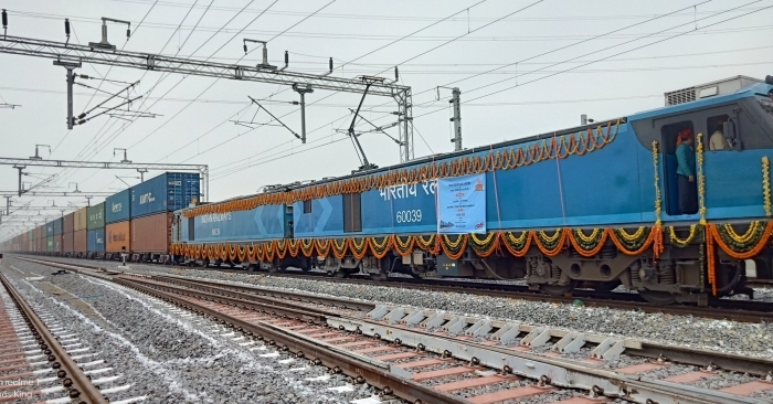 Prime minister also flagged off the world&#039;s first double-stack long haul 1.5 km long container train on this route.