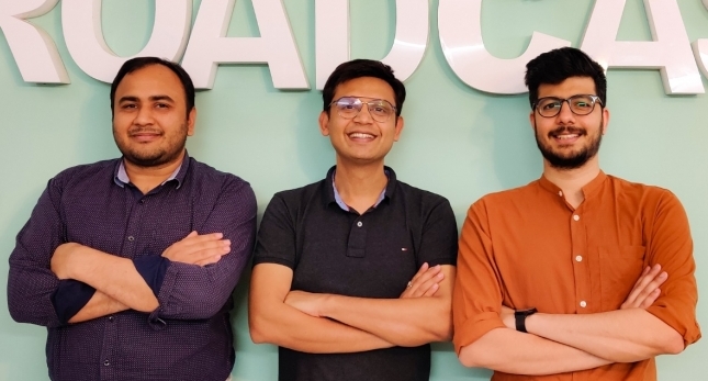 Roadcast co-founders Anshul Jain, Vishal Jain and Rahul Mehra (L-R))