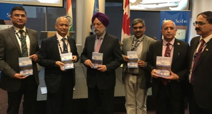 Union minister of state for civil aviation Hardeep Singh Puri launches the SkyFit eBook during ICAO&#039;s 40th triennial assembly at Montreal, Canada in the presence of Pradeep Singh Kharola, secretary, ministry of civil aviation; Arun Kumar, director general, Directorate General of Civil Aviation (DGCA); Rakesh Asthana, Director General, Bureau of Civil Aviation Security (BCAS); Anuj Aggarwal, chairman, Airports Authority of India (AAI), Vineet Gulati, member (ANS), AAI.
