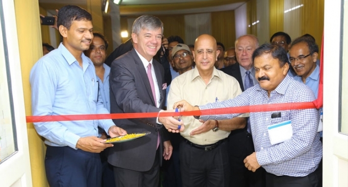 Dr Guruprasad Mohapatra, chairman, AAI inaugurating Specialised Maintenance Unit (SMU), for in-country repairing of ELDIS radars in presence of ambassador of Czech Republic, Milan Hovorka and Vineet Gulati, Member (ANS), AAI