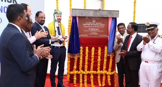 Neil Bruus along with officials from Maersk and AMET at the foundation stone laying ceremony.