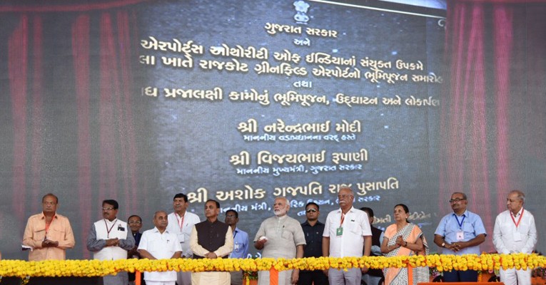 Narendra Modi lays foundation stone for Rajkot airport