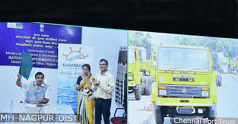 Nitin Gadkari digitally flags off RoRo ship from Chennai Port to Mongla Port, Bangladesh