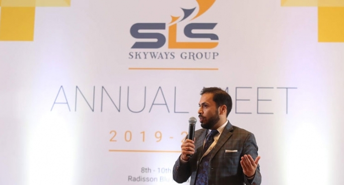 Yashpal Sharma, managing director, Skyways Group speaks at the annual meet.