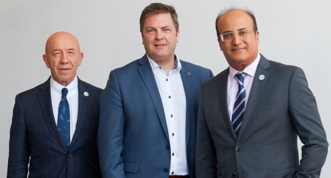 Vladimir Zubkov, secretary general, TIACA, Steven Polmans incoming chairman of TIACA and director Cargo and logistics at Brussels Airport Company, and Sanjeev Gadhia, incoming vice chairman of TIACA and founder and CEO of Astral Aviation.