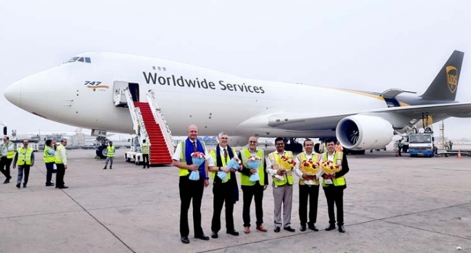 UPS's largest aircraft landed in Delhi Airport